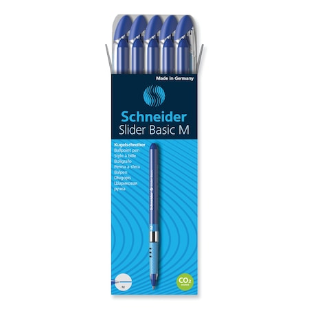 Stride Schneider Slider Stick Ballpoint Pen, 0.8mm, Blue/Silver, PK10 151103